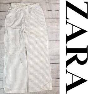 ZARA Women's NEW White and Blue Pinstripe Lounge Pants - Pajama Pants Size Small